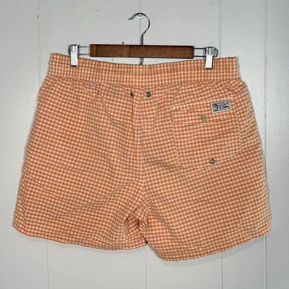 Polo Ralph Lauren Traveler Gingham Swim Trunk Shorts Men's M Orange 5.5" - Picture 3 of 16